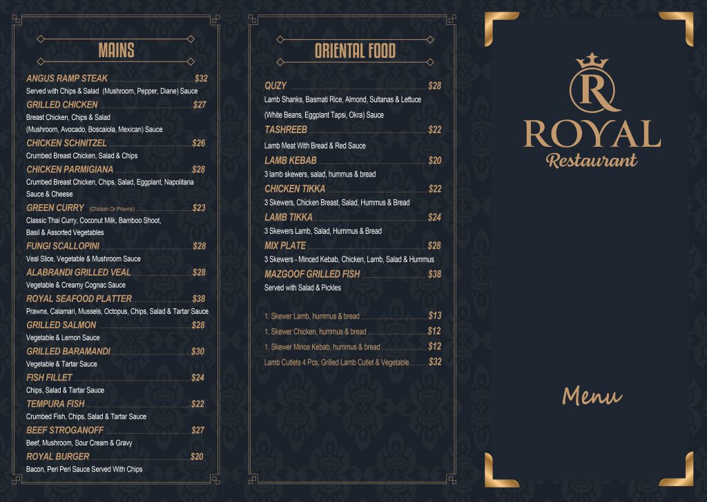 Menu Royal Restaurant 8145